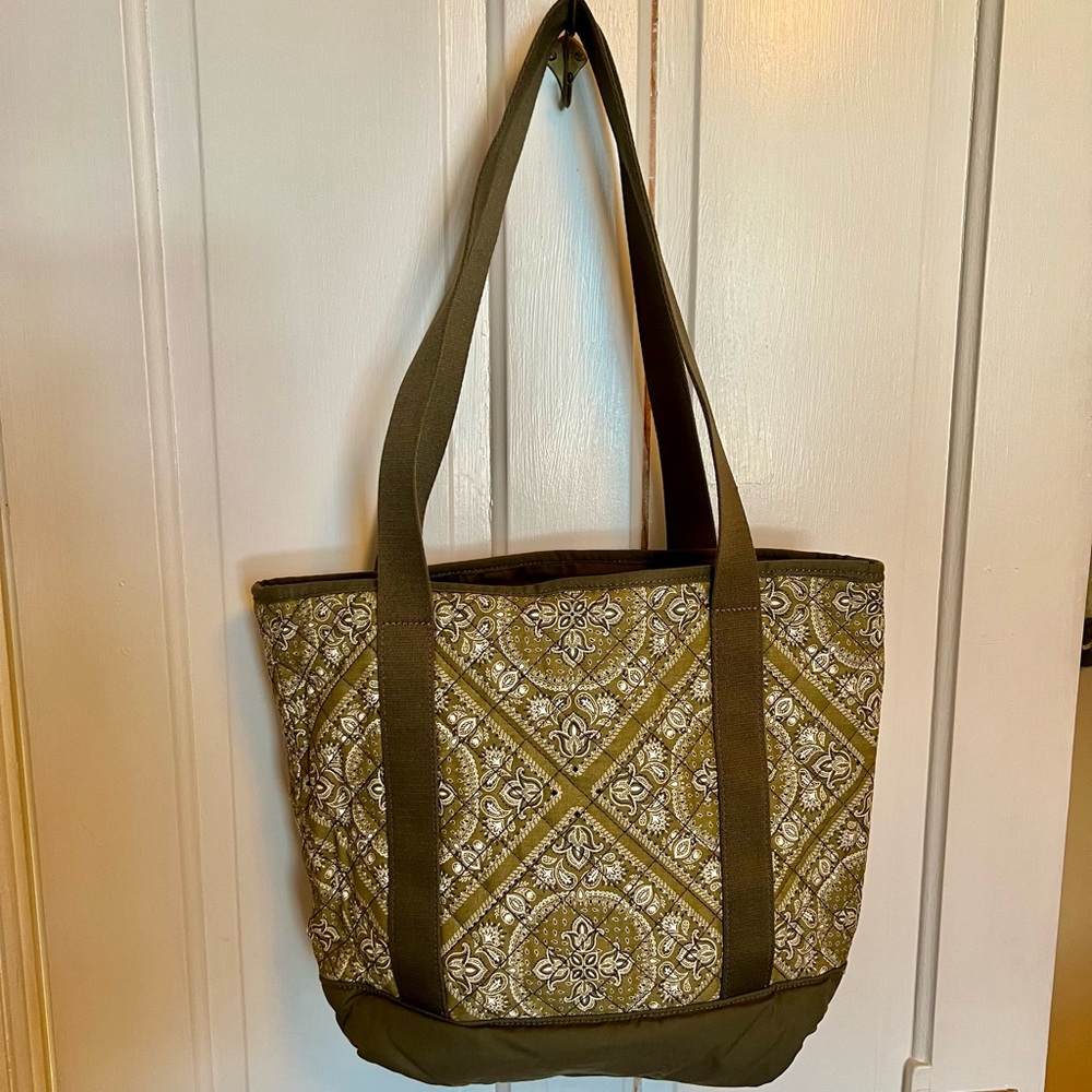 Lands' End Olive Green Paisley Tote Bag - Picture 3 of 6